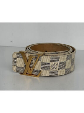 Louis Vuitton Initiales Belt 90-36 Damier Azur Canvas & Gold-Tone Hardware K1